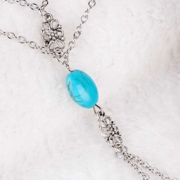 Silver and Turquoise Bracelet Hand Harness - Picture 4 of 7